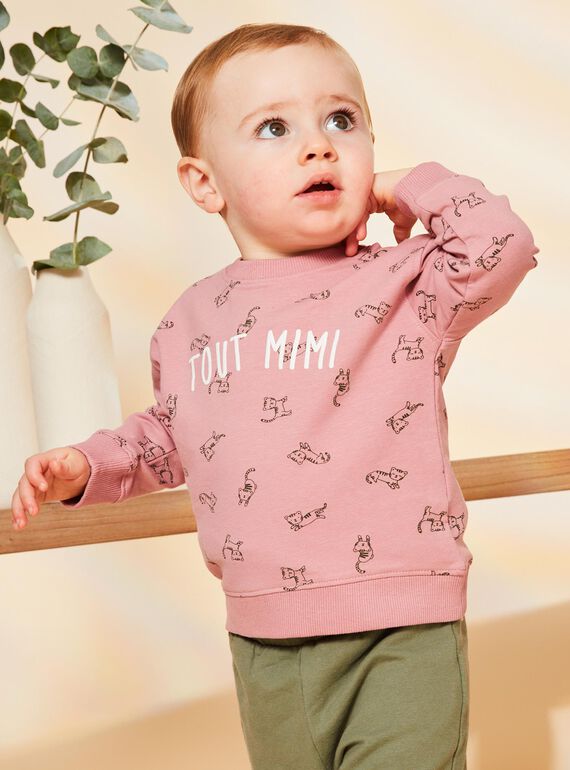 Vintage-Sweatshirt rosa mit Tiermotiv FAGETIENNE / 23E1BGD2SWED332