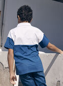 Blau-weißes Poloshirt aus Jersey mit „Gitarristendachs“-Motiv LEPOLAGE / 24H3PGJ1POL000