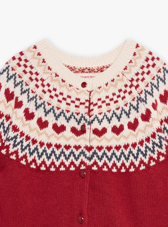 Rote und beigefarbene Strickjacke aus Wollgemisch DRIKERETTE / 22H2PFX2CARF526