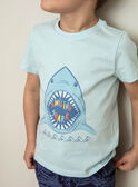 Blaues T-Shirt mit Hai-Muster ZUZAGE1 / 21E3PGL3TMC614