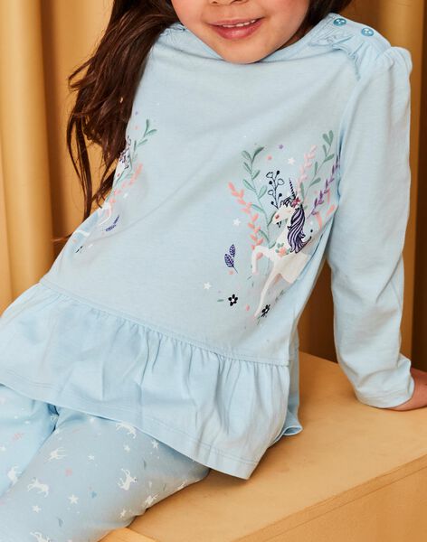Blauer Pyjama mit Einhornmuster DOULIETTE / 22H5PF23PYJ222