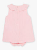 Baby Mädchen rosa Popeline-Kleid mit Muschel-Stickerei und Blümchen CASOLEIL / 22E1BFN1ROBD315