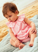 Baby Mädchen rosa Popeline-Kleid mit Muschel-Stickerei und Blümchen CASOLEIL / 22E1BFN1ROBD315