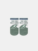 Weiße und türkisfarbene See You Next Wave Jacquard-Socken KLIVAGAGE / 24E4PGR1SOQG600