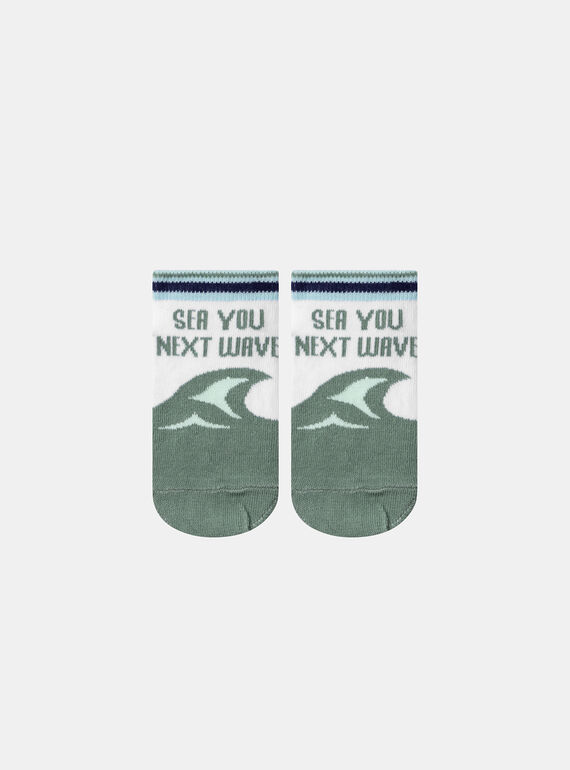 Weiße und türkisfarbene See You Next Wave Jacquard-Socken KLIVAGAGE / 24E4PGR1SOQG600