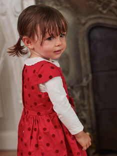Baby Mädchen rotes Satinkleid mit Tupfen BATESS / 21H1BFR1CHS050