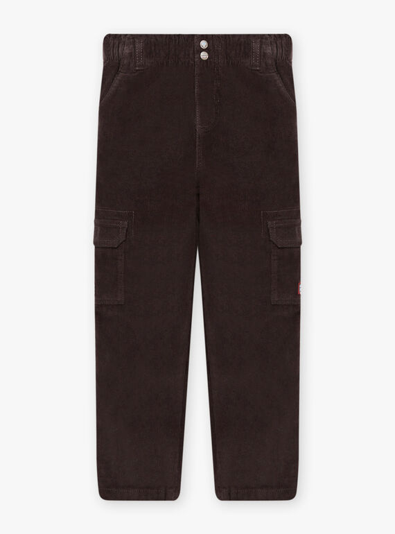 Schwarze Velourshose für Kind Junge mit mehreren Taschen BOROAGE / 21H3PGO2PAN814