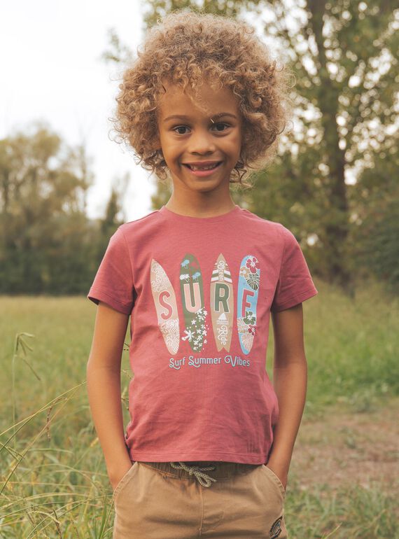 T-Shirt rot mit Surf-Muster FISURFAGE / 23E3PGD2TMC303