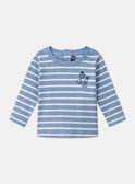 Marinière-T-Shirt in Pastellblau und Ecru LADREDO / 24H1BGJ1TMLC236