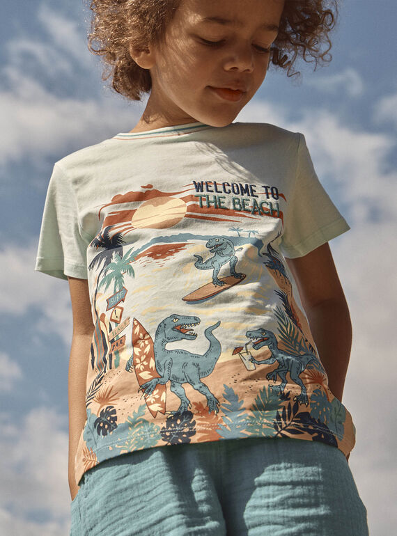 Helltürkisfarbenes T-Shirt mit kurzen Ärmeln FLUPLAGE / 23E3PGQ3TMCC216