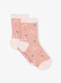 Rosa Socken mit Schmetterlings-Jacquard FISOZETTE / 23E4PFD1SOQD318