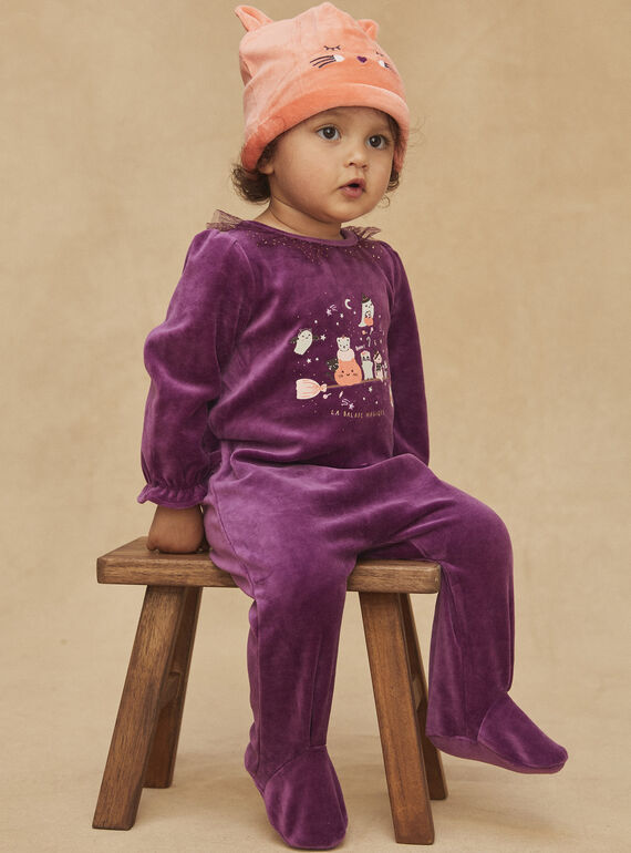 Lila Samt-Schlafanzug und Mütze GELILA / 23H5BFF1GRE708