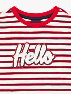 Langärmliges gestreiftes T-Shirt für Jungen mit Hello-Schriftzug BEBILAGE / 21H3PG52TML001