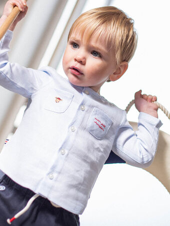Baby Junge gesticktes wasserblaues Hemd CAGARY / 22E1BG81CHM213