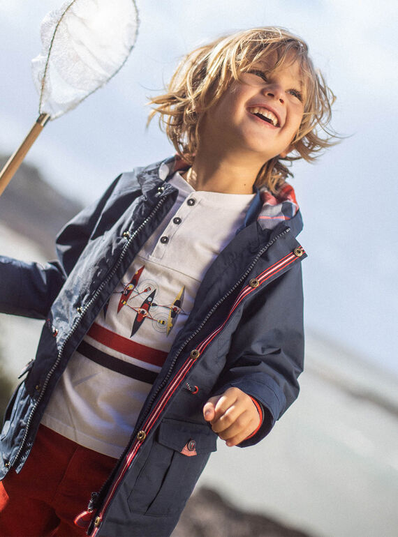 3-in-1-Regenmantel für Kinder Jungen in Nachtblau CAPOLINAGE / 22E3PGG2IMP713