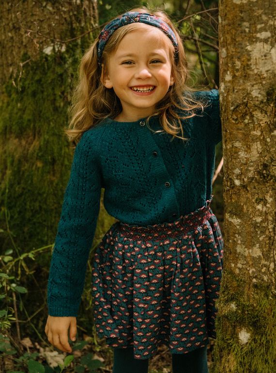 Strickjacke mit Lochmuster in Entenblau DYZETTE / 22H2PFU1CAR714