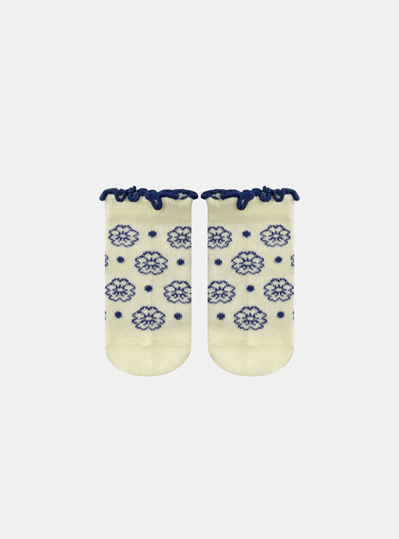 Blassgelbe Jacquard-Blumensocken KAULINE / 24E4BFR1SOQ103