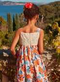 Kleid mit weißem und blauem Blumenprint in Ecru KLOCROETTE / 24E2PFS1RBS001