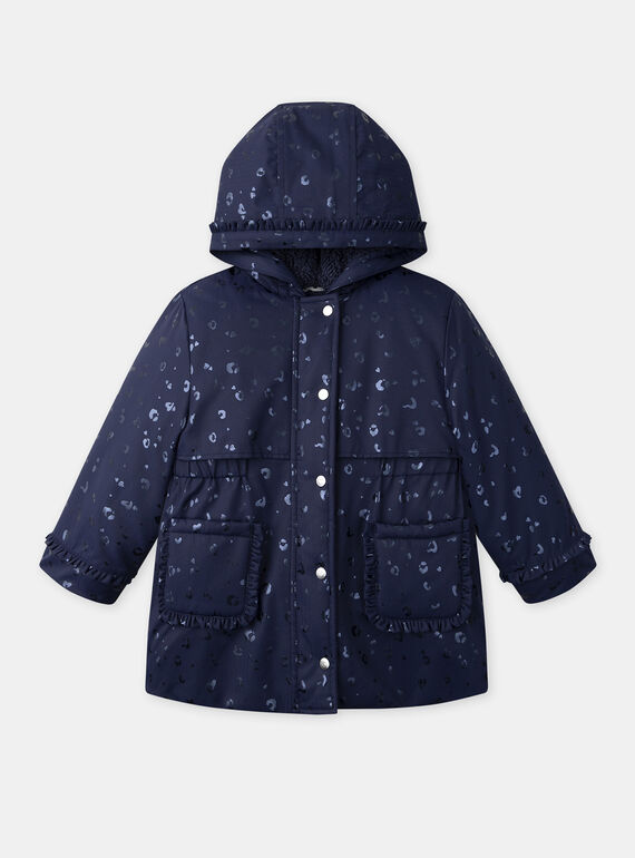 2-in-1-Parka dunkelblau oder weiße Jacke mit Leopardenmuster ohne Ärmel, Mädchen  NINARETTE / 25H2PFE2PAR705