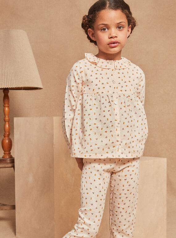 Zartrosa Pyjama aus Baumwollgaze mit Blumenmuster GRUTETTE / 23H5PF12PYJ080