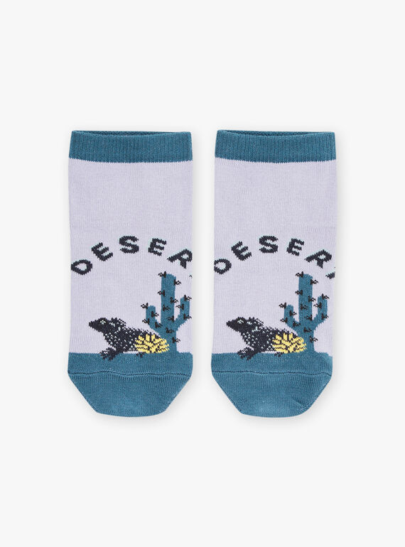 Socken in Lila und Entenblau mit Wüsten-Jacquardmuster FLANAGE / 23E4PGO1SOBH700
