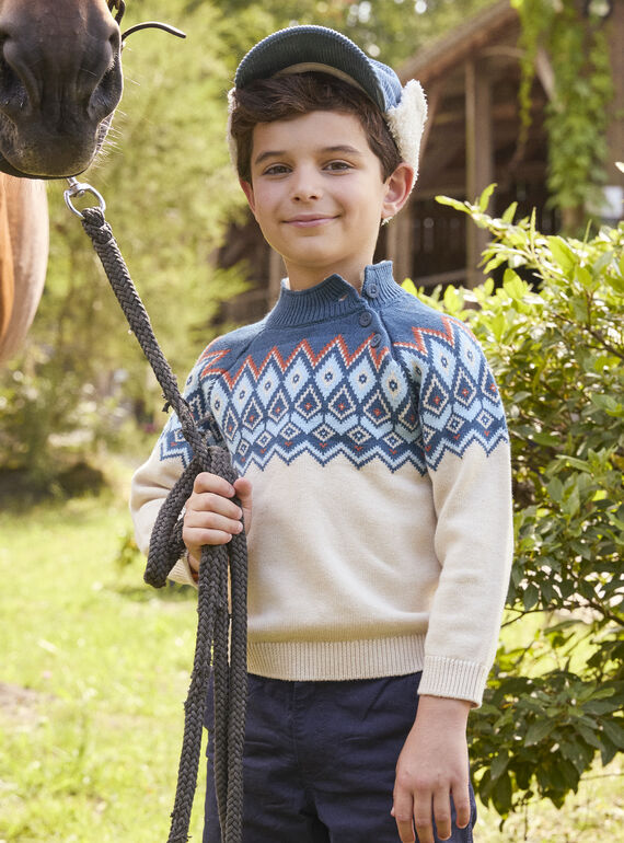Jacquard-Pullover in Ecru LARUMAGE / 24H3PGR1PULA001