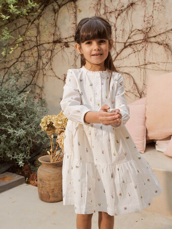 Kind Mädchen Kleid mit Blumendruck und Spitzenausschnitt CEDRETTE / 22E2PFB1ROBB112