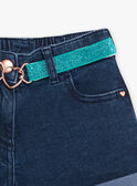Kind Mädchen dunkle Jeansshorts mit Paillettengürtel CAUJENETTE 1 / 22E2PFT2SHOK005