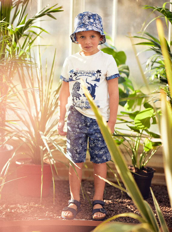 Blaue Shorts für Kinder Junge mit Blattwerk CIPOPAGE / 22E3PGK2BERC211