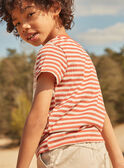 Rotes und sandfarbenes T-Shirt mit Streifenmuster FLIROAGE / 23E3PGP1TMCE406
