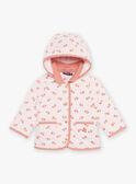 Gesteppter Kapuzenmantel in rosa mit Blumendruck. FIMARIE / 23E1BF51VESD319