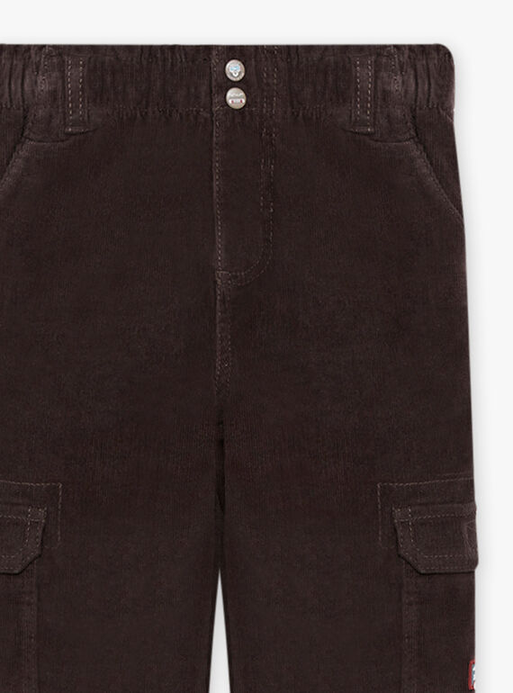 Schwarze Velourshose für Kind Junge mit mehreren Taschen BOROAGE / 21H3PGO2PAN814