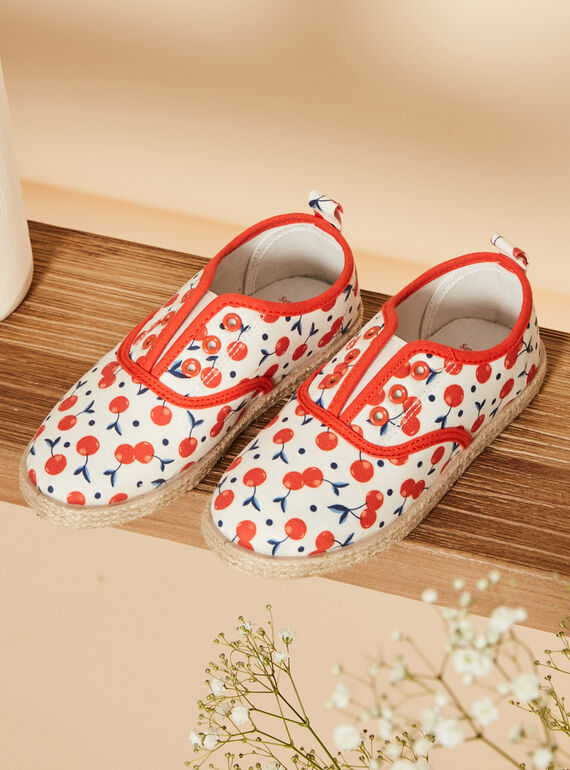 Slip-on in Ecru mit Kirschendruck FABALETTE / 23N10PF41D16001