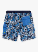 Badeshorts für Kind Junge mit blauem Blattdruck CYSHORTAGE / 22E4PGO6MAI622
