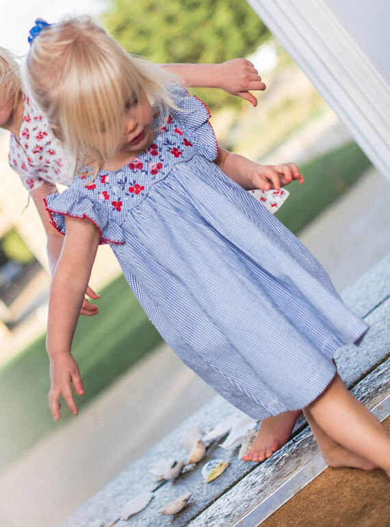 Baby Mädchen besticktes Kleid und Boomer-Set aus kariertem Seersucker CAFABIENNE / 22E1BF81ROB208
