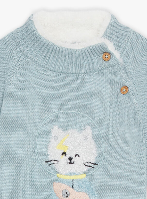 Mittelgroßer türkisfarbener Strickpullover DAUGO / 22H1BGZ2PUL219