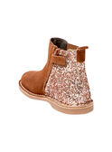 Kamelfarbene Wildlederstiefel mit Pailletten Kind Mädchen BECHELETTE / 21F10PF43D0D804