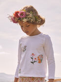 Ecru-T-Shirt mit Hasen- und Blumenmotiven KABRIETTE / 24E2PF32TML001