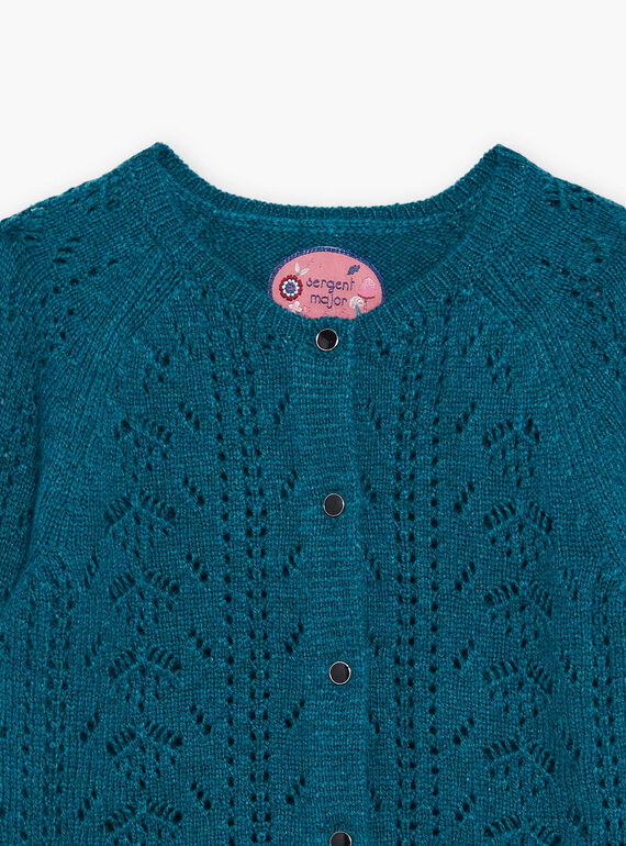 Strickjacke mit Lochmuster in Entenblau DYZETTE / 22H2PFU1CAR714