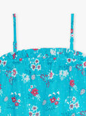 Kind Mädchen türkisfarbenes Tank-Top mit Blumen- und Schildkrötenaufdruck CAUDEBETTE 2 / 22E2PFT2DEB202