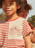 Rotes und sandfarbenes T-Shirt mit Streifenmuster FLIROAGE / 23E3PGP1TMCE406