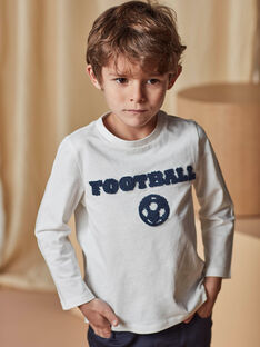 Ecru und marineblaues Fußball-T-Shirt Kind Junge CAXUAGE2 / 22E3PGF3TML001