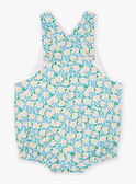 Kurze Latzhose in Ecru und Blau mit Blumendruck LAAMELIE / 24H1BFI1SAL001