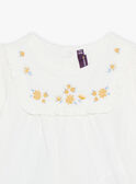 Ecru Bluse mit dunkelblauer Leggings und Stirnband mit Blumenmuster 23E1BF81ENS001