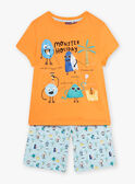 Orange blauer Schlafanzug mit Monstermotiven Kind Junge CAMONAGE / 22E5PG56PYJ400
