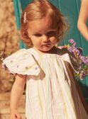 Set aus Kleid und Bloomers aus Popeline in Ecru mit Streifendruck LAALBERTINE / 24H1BFI2ROB001