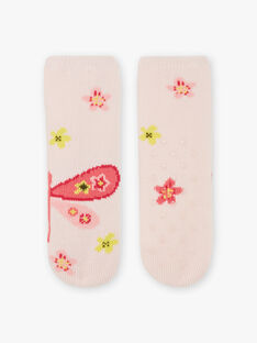 Rosa Anti-Rutsch-Socken mit Blumen- und Libellenaufdruck Kind Mädchen BRIZOETTE / 21H4PFM1SOA321
