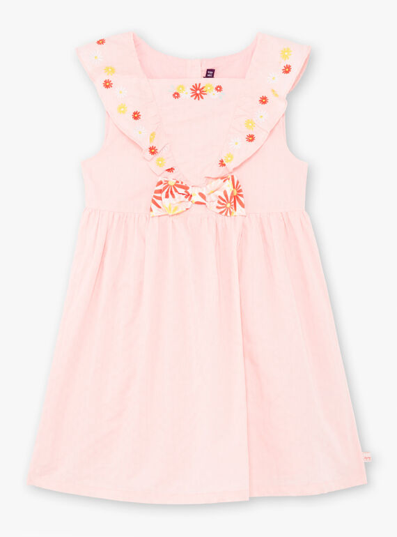 Rosa ärmelloses besticktes Kleid für Mädchen TAYEKETTE / 20E2PFZ5ROB312