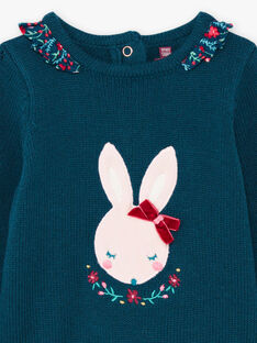 Baby Mädchen Blau Kaninchen Pullover mit Blumendruck Details BAGAELLE / 21H1BF91PUL714