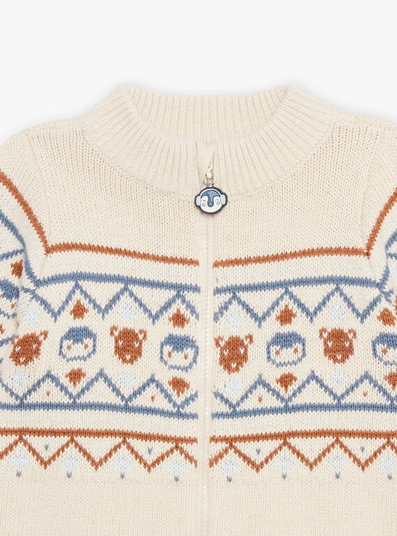 Strickweste mit Tier-Jacquard und Fantasiemuster beige DASICHARD / 22H1BGY1GILA001
